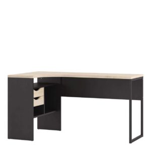 Function Plus Corner Desk - Black and Oak