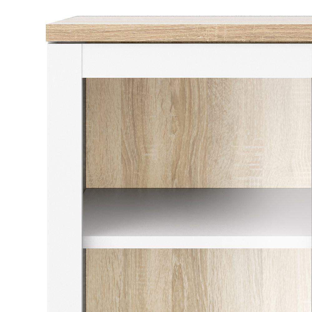 Roomers Glazed Display Cabinet 2 Doors in White and Oak