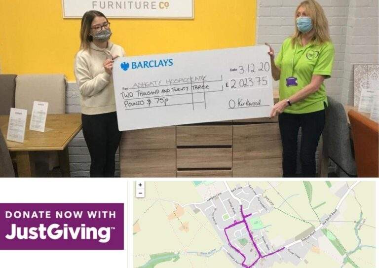 Olivia Kirkwood presenting cheque to Lynn Jones