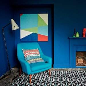 Sitting room and fireplace painted with Earthborn Toy Soldier
