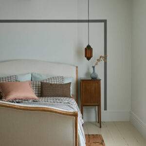 Bedroom painted with Earthborn's Seagull paint