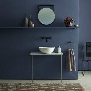 Bathroom painted with Earthborn Lifestyle paint in Trumpet