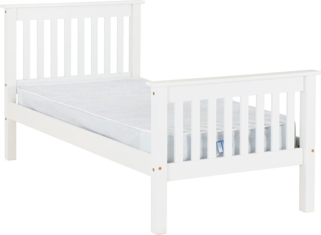 Monaco White Single Bed Frame