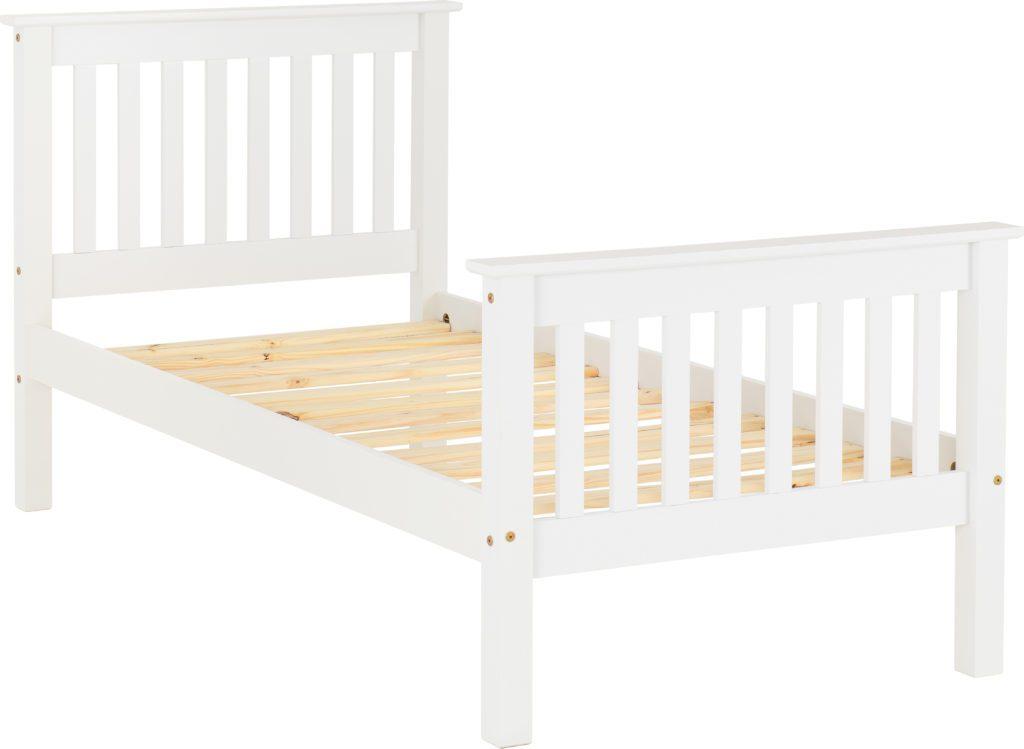 Monaco White Single Bed Frame