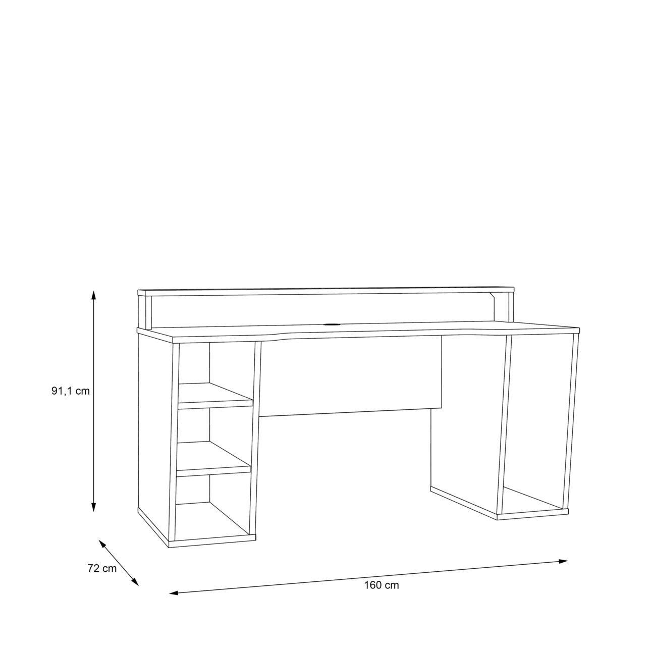 Tezaur Gaming Desk - Black drawing