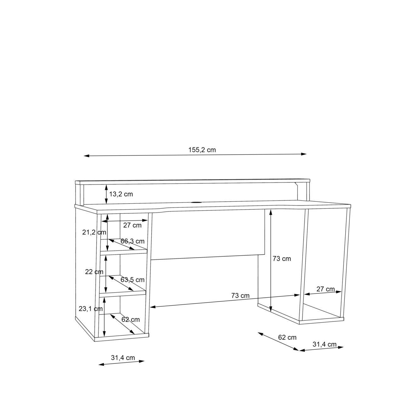 Tezaur Gaming Desk - Black drawing