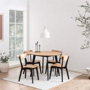 Roxby Small Round Dining Table Oak & Black