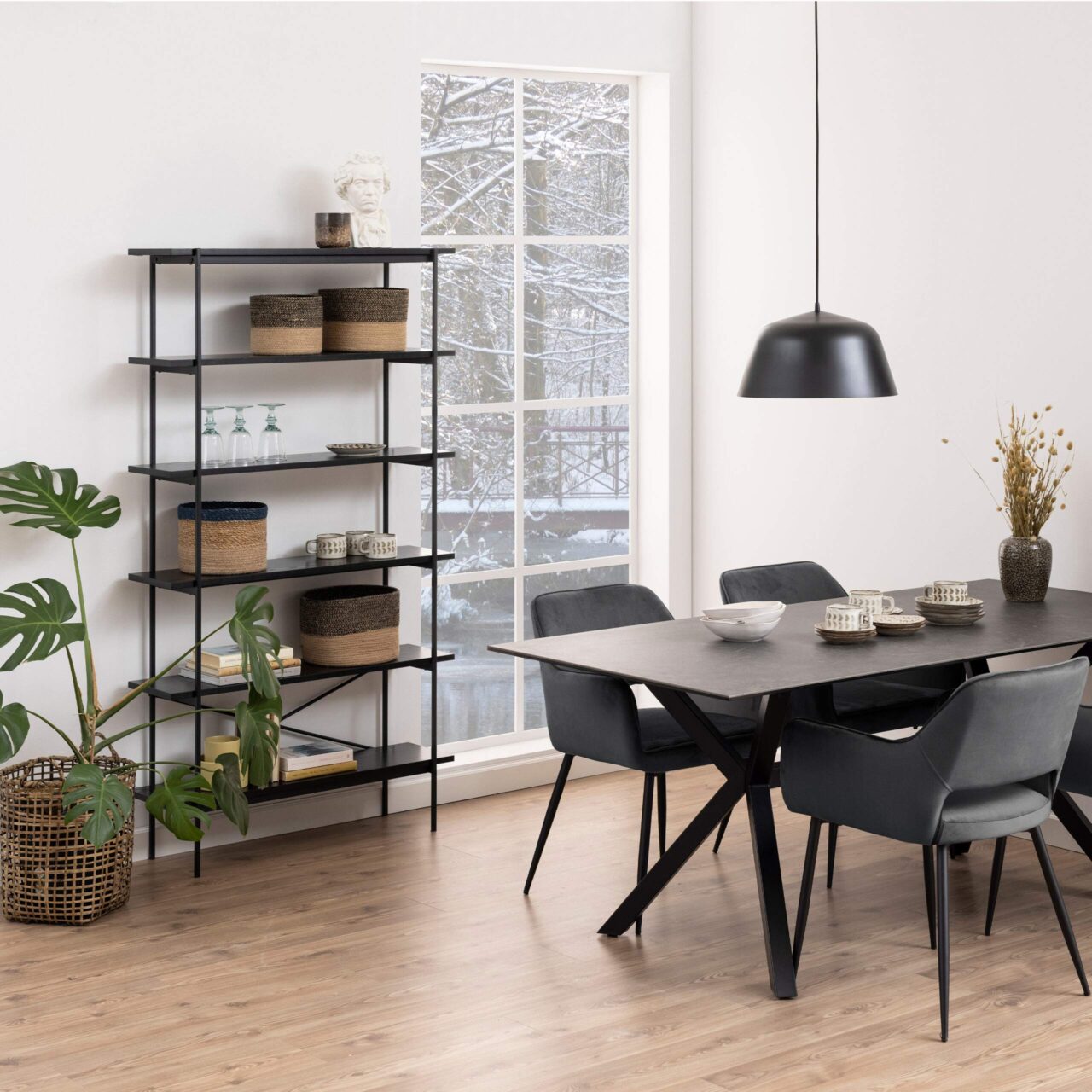 Angus Black Bookcase