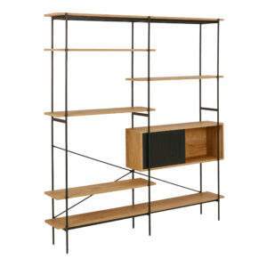 Angus Large Black & Oak Bookcase