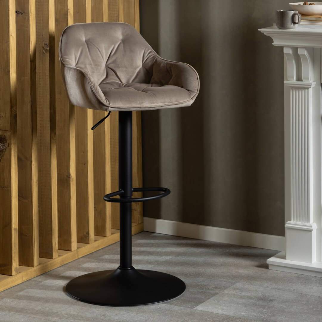 Brooke Beige Swivel Bar Stool - Pair