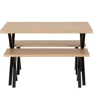 Buxton Dining Bench Set – Light Oak Effect & Black
