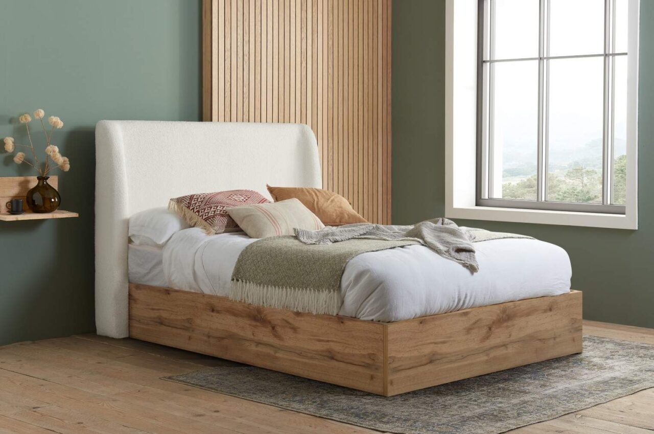 Halfden Double Ottoman Bed - White