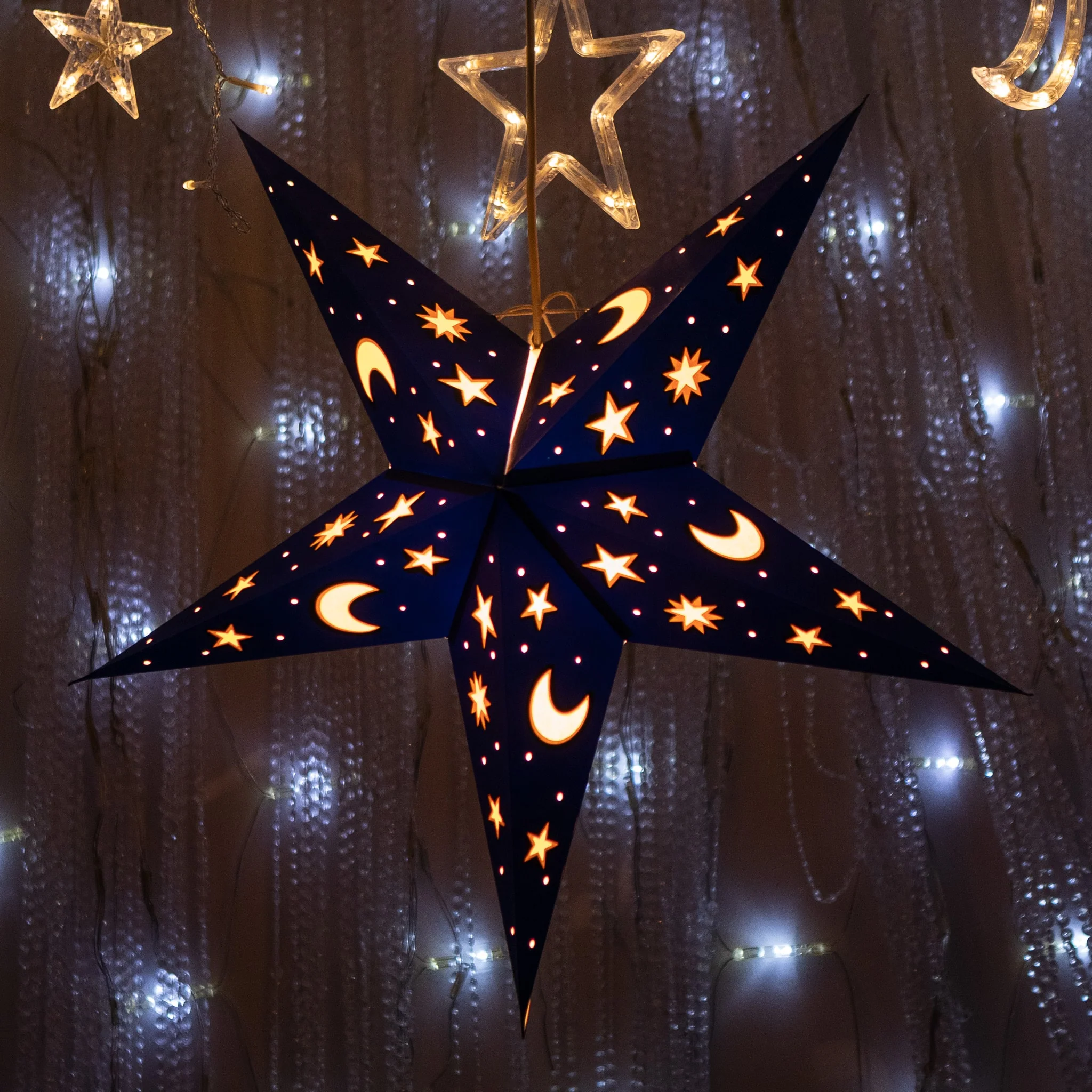 Paper Starlight - Night Sky: Blue with Yellow - 60cm