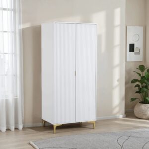 Miami 2 door wardrobe - White and gold