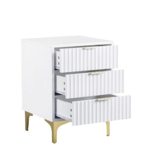 Miami 3 drawer bedside - White and gold