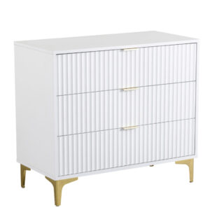 Miami 3 drawer chest - White and gold