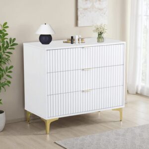 Miami 3 drawer chest - White and gold
