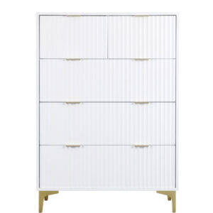 Miami 3+2 drawer chest - White and gold