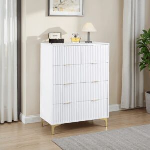 Miami 3+2 drawer chest - White and gold
