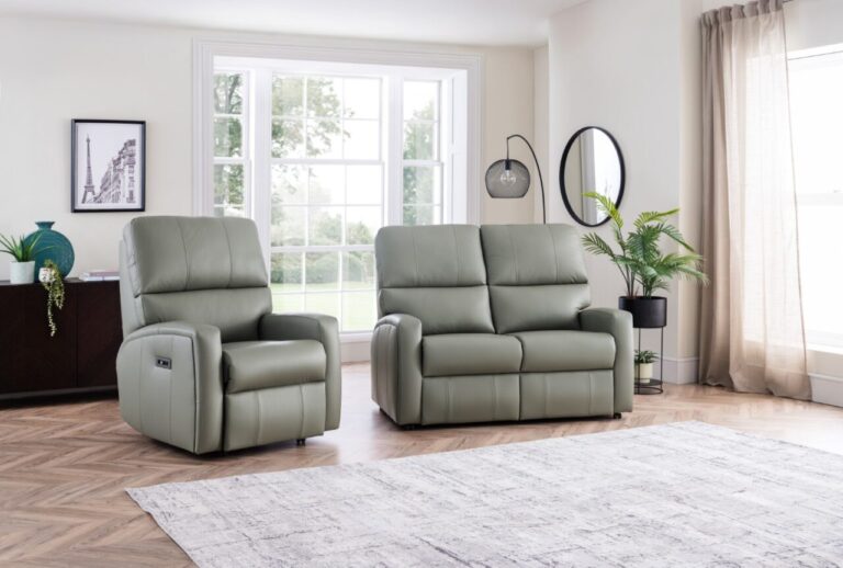 Southwell riser recliner chair and fixed 2 seater sofa in leather